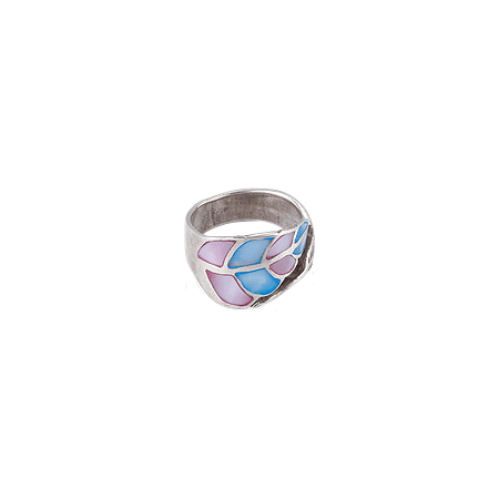 Bague en argent sterling 925 & nacre multicolore