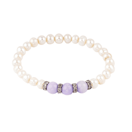 Bracelet en Perles de Culture Naturelles & Pierres Violettes
