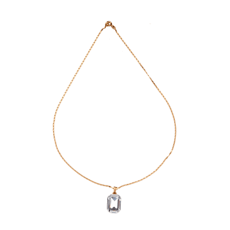 Collier Pendentif Acier Inoxydable & Zircon Transparent