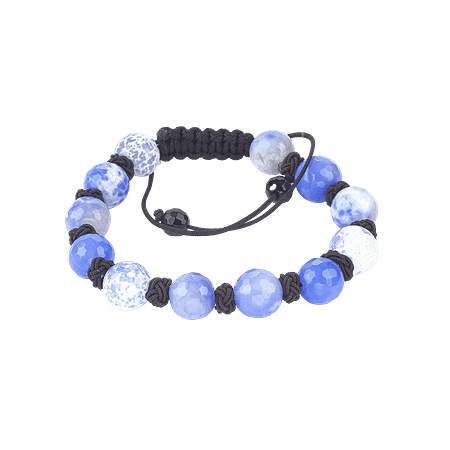 Bracelet réglable en agate bleue