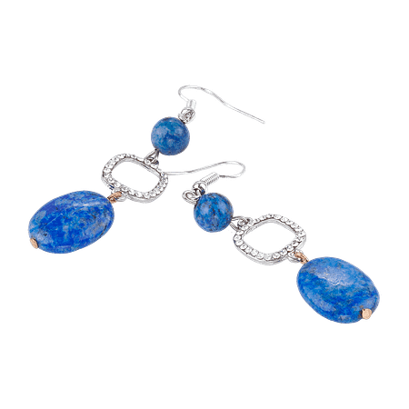 Boucles d’oreilles en lapis-lazuli – Crochet en acier inoxydable argenté