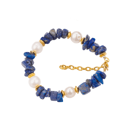 Bracelet en Lapis-Lazuli & Perles de Culture – Séparateurs Dorés