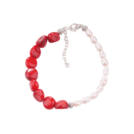 Bracelet en Perles de Culture & Corail Naturel