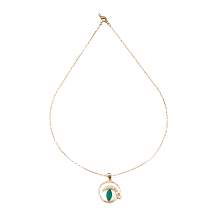 Collier Pendentif Acier Inoxydable avec pierre verte