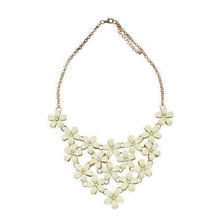 Collier Acier Inoxydable & Plastron Fleurs Émaillées