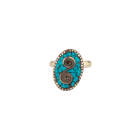Bague Tibétaine en Métal Vieilli