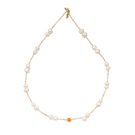 Collier en perles de culture et cornaline