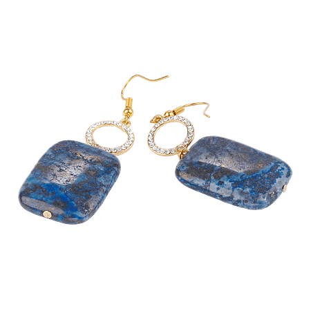 Boucles d’oreilles en lapis-lazuli – Crochets en acier inoxydable doré