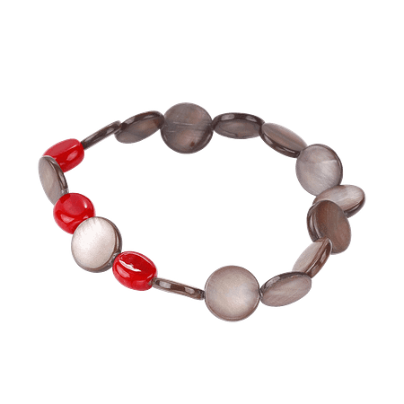 Bracelet en Nacre Brune & Pierres Rouges