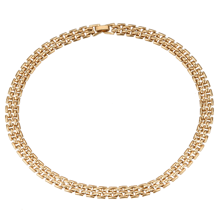 Collier maille plate dorée en acier inoxydable