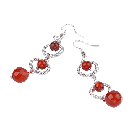 Boucles d’oreilles en cornaline – Crochet en acier inoxydable argenté