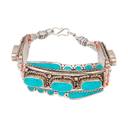 Bracelet Tibétain Fait Main en Turquoise Naturelle
