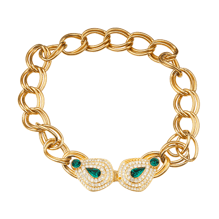 Collier Acier Inoxydable & Zircons Cubiques Verts
