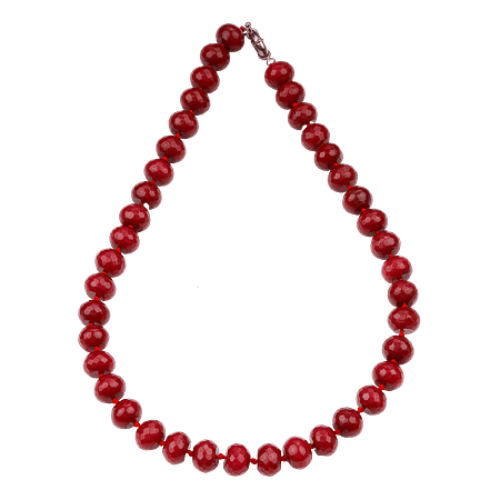 Collier en Perle facettes d’agate rouge rubis uniforme