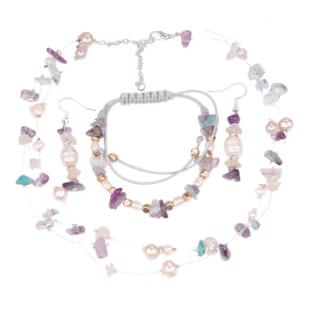 Ensemble Éclat de Fluorite & Perles de Culture