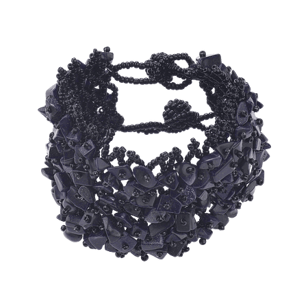 Bracelet en Grappes de Perles de Pierres de Nuit & Perles Rocailles