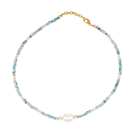 Collier éclat marin en perles et cristaux