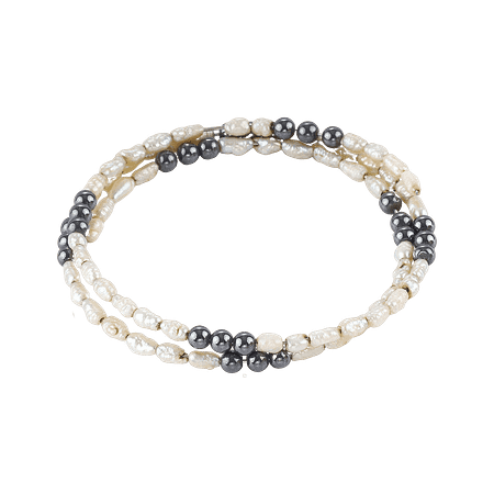 Bracelet Double Rang en Perles de Culture & Hématite