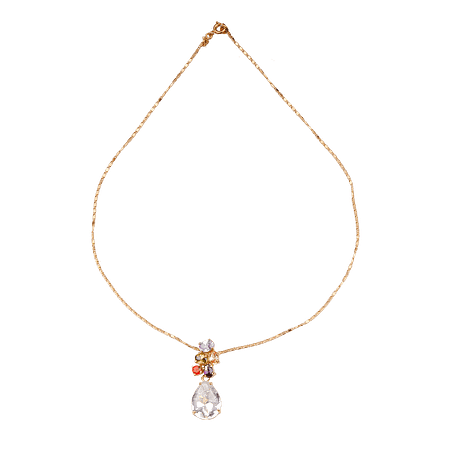 Collier Pendentif Acier Inoxydable & Zircon Cubique Multicolore