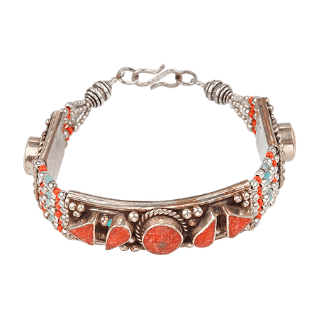 Bracelet Tibétain Fait Main en Corail Naturel