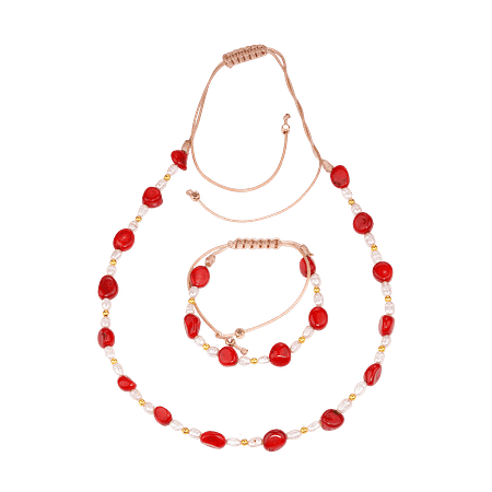 Ensemble Éclat Corail Naturel & Perles de Culture