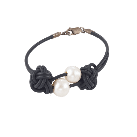 Bracelet Ethnique en Perles de Culture sur Cordon en Cuir
