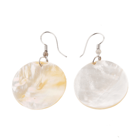 Boucles d’oreilles en nacre avec crochet en métal argenté