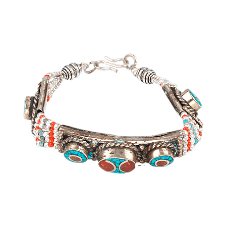Bracelet Tibétain Fait Main en Turquoise Naturelle