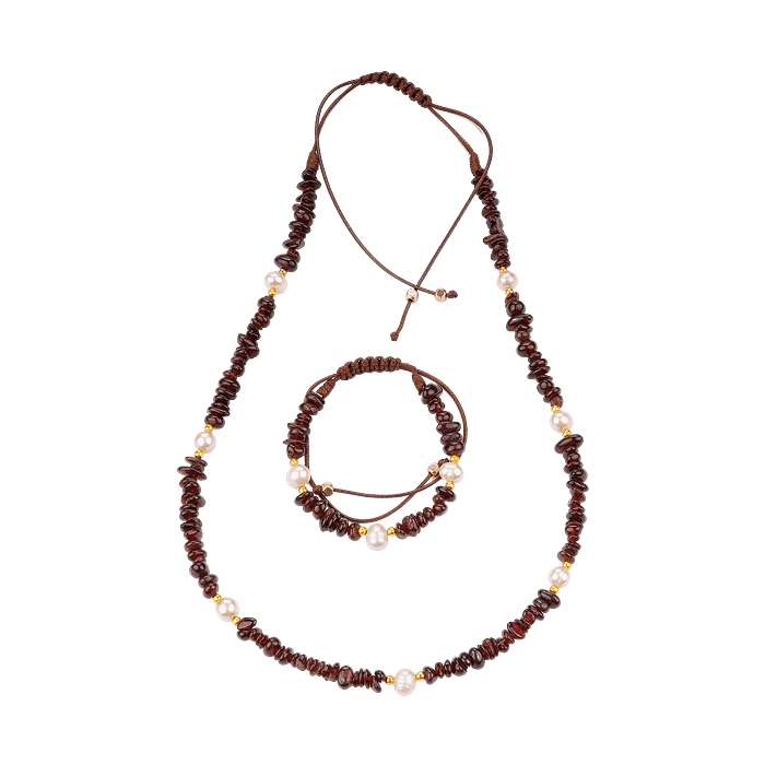Ensemble Charme Grenat et Perles de Culture