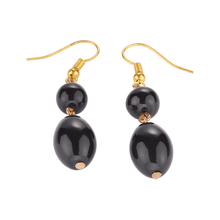 Boucles d’Oreilles en Perles d’Onyx Noir