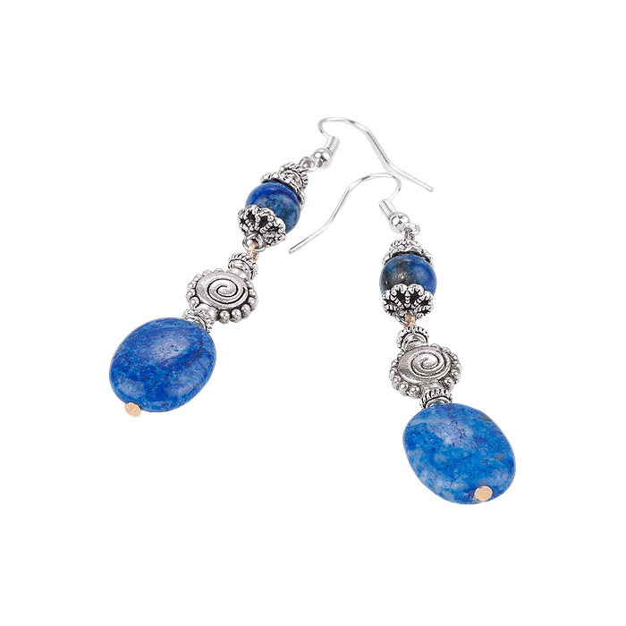 Boucles d’oreilles en lapis-lazuli – Crochet en acier inoxydable argenté