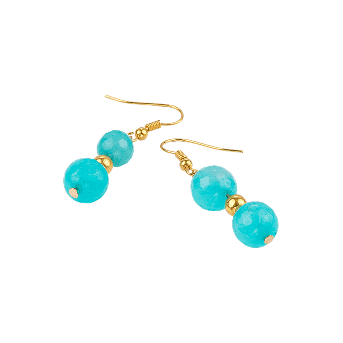 Boucles d’oreilles en Aigue-marine - Crochets en acier inoxydable doré