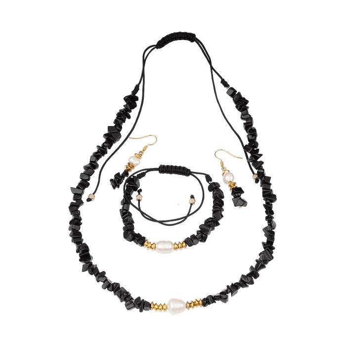Ensemble Chips d’Onyx & Perles de Culture – Création Monbijoux