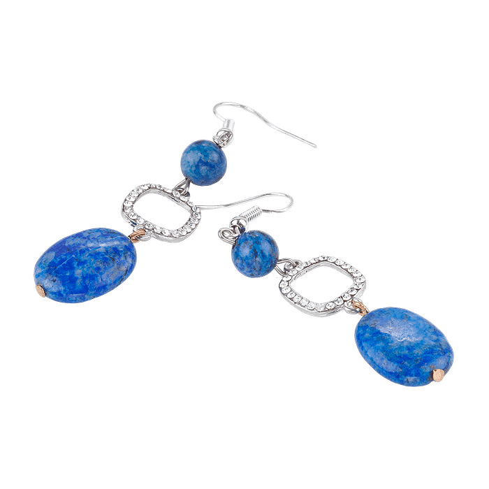 Boucles d’oreilles en lapis-lazuli – Crochet en acier inoxydable argenté