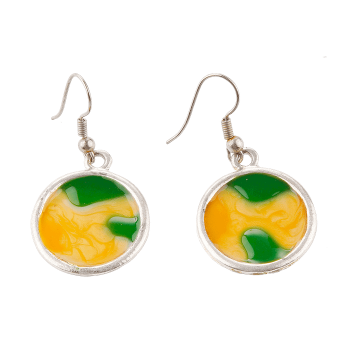 Boucles d’oreilles en résine jaune & rouge