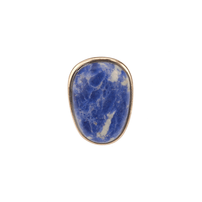Bague Acier Inoxydable Ornée de Lapis‑lazuli