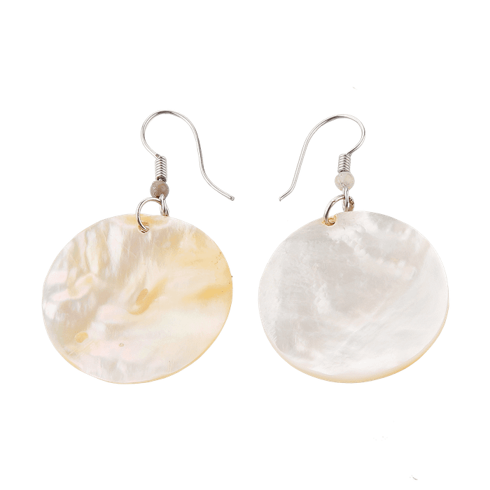 Boucles d’oreilles en nacre avec crochet en métal argenté