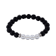 Bracelet Élastique en Pierres de Lave & Cristal de Roche