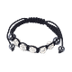 Bracelet Shamballa Tressé en Boules Blanches & Pierres d’Hématite