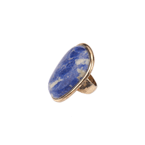 Bague en acier inoxydable ornée d’une pierre de lapis-lazuli