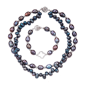 Ensemble Perles de Culture Baroques Noires - Création Monbijoux