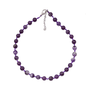 Collier Vintage en Améthyste Naturelle – Perles Rondes & Éclat Violet