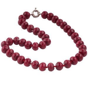 Collier en Perle facettes d'agate rouge rubis uniforme